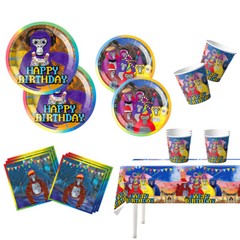 Birthday Party Supplies Set Plates Cups Tablecloth Napkins for Gorilla Tag Party