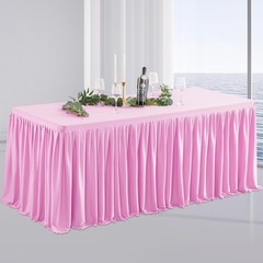 Party Talk Pink Polyester Table Clothes for 8 Foot Rectangle Tables, Wrinkle Fre