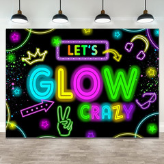 Neon Glow Party Decorations Supplies Backdrop 7X5Ft Glow in the Dark Let’S Glow