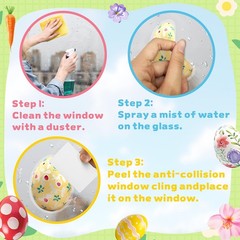 Large Easter Window Decoration Clings Double-Sided Bunny Decals Home Indoor Deco