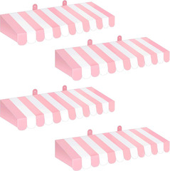 4 Pack Pink Circus Awning Decoration 3D Pink and White Stripe Cardboard Awning B