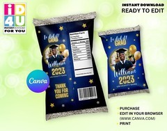 Graduation Class of 2023 Chip Bag with Editable Picture, Graduation Chip Bag