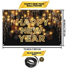 Extra Large ‘Happy New Year’ Banner 72×44 Inch for NYE 2025 Decorations