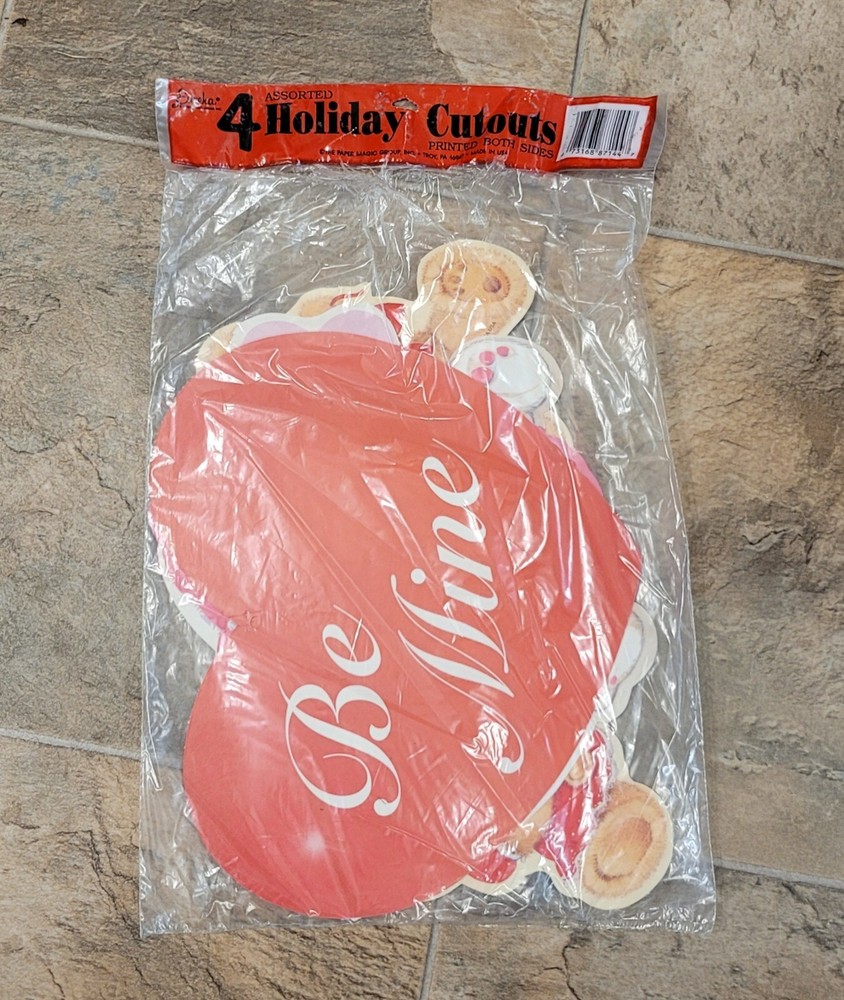 Valentines Die Cut Cutouts Paper Magic Vintage Decoration — Set of 4