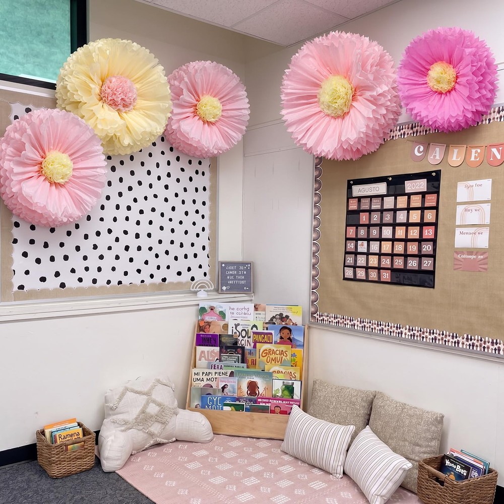 5 Pcs 30» 24» Pink Gaint Tissue Flowers for Wall Boho Large Hanging Tissue …