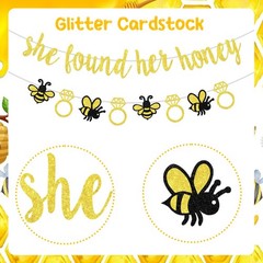 Bee Bridal Shower Decorations – She Found Her Honey Banner, Bumble Bee Diamon…