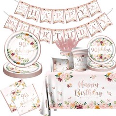 90th Birthday Party Supplies – Rose Gold Party Decorations 90th Birthday Tabl…