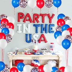 Patriotic Confetti Balloons Independence Day Birthday Party Supplies Decor