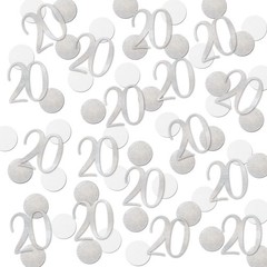 200 PCS Silver Glitter 20 Confetti 20th Birthday Number Anniversary Decor