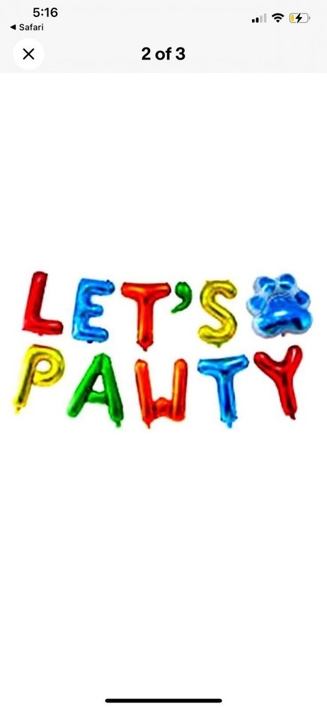 Pet Birthday Party Celebration Let’s Pawty Balloon Banner Decorations NIB
