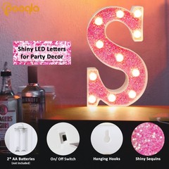 Led Marquee Letter Lights Pink Glitter Light Up Letters Alphabet Sign Battery Po