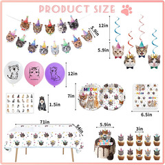 137PCS Cat Birthday Party Supplies Serves 20 Guests Kitten Birthday Party Decora