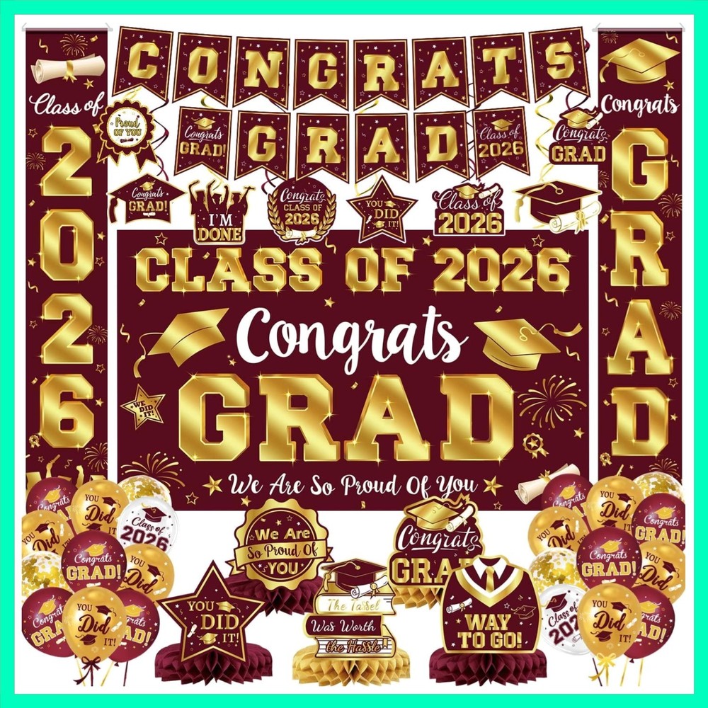 2026 Graduation Decorations – Maroon and Gold Graduation Decorations Set Cong…