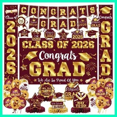 2026 Graduation Decorations – Maroon and Gold Graduation Decorations Set Cong…