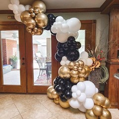 COKAOBE Black and Gold Balloon Garland Arch Kit, 124pcs Black White Metallic