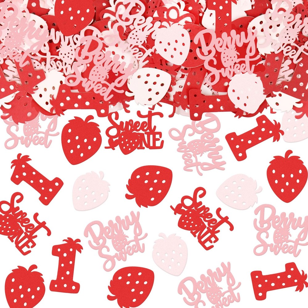 100 Pcs Strawberry Confetti, Happy Birthday Colorful Paper Scraps Strawberry …