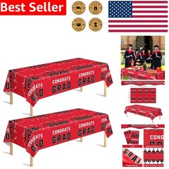 Graduation Party Tablecloth 2026 Red Plastic Class of 2026 Decorations