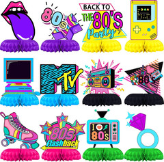 80S Party Decorations Honeycomb Centerpieces 12 Pcs, 1980S Retro Theme Table