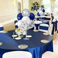 4 Set Navy Blue Silver Balloon Centerpieces for Table,Balloon Stand Kit for G…