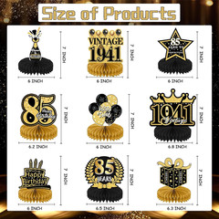85Th Birthday Party Decorations, 9PCS Happy Birthday Table Honeycomb Centerpiece