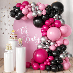 Black Gold Silver Balloon Garland Arch Kit, 166Pcs 5 10 12 18 Inch Latex Balloon