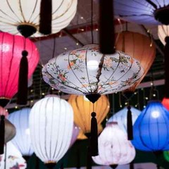 Retro Chinese Lantern Waterproof Cloth Party Festival Outdoor Decor Lantern