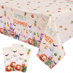 3 Pack Summer Halloween Decorations Plastic Tablecloth Tropical Gothic Halloween