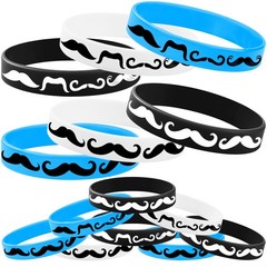 48PCS Moustache Rubber Bracelets Party Favors-Moustache Silicone Wristbands P…
