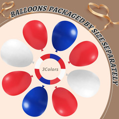 412Pcs Red White and Blue Balloons Garland Arch Kit, 5 10 12 18 Inch Red White B