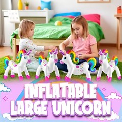 Inflatable Unicorn Party Decorations – (pack of 4) 24 Inch – Large Blow Up Ra…