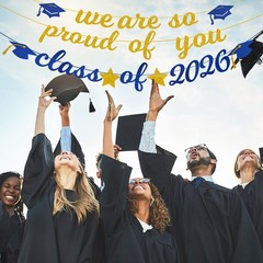 Graduation Banner 2026, Gold Glitter-We Are So Proud of You Graduation Party …