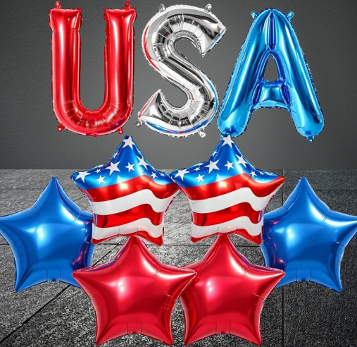 Memorial Day Balloon 4th of July Foil Balloons Set Patriotic Red White Blue Star