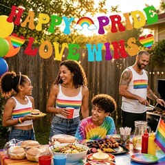 Happy Pride Love Wins Banner – Pre-Strung Rainbow LGBTQ Decorations for Schoo…
