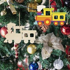 Train Shape Hanging Wood Choochoo Shape Unfinished Wood with Twines Transports