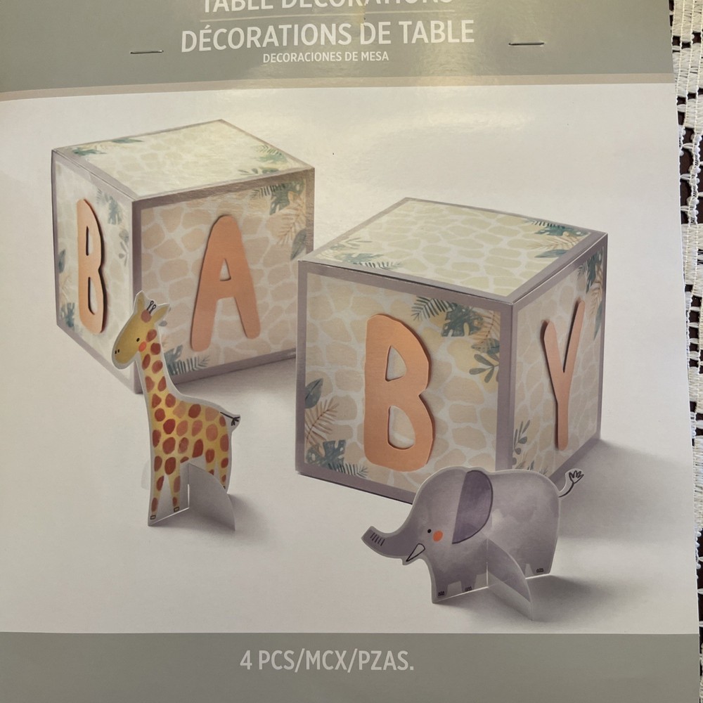 4 Pc Elephant Baby Shower Centerpieces for Tables Elephant Baby Shower