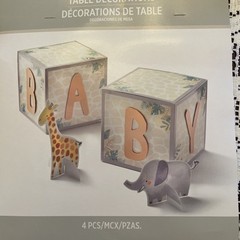 4 Pc Elephant Baby Shower Centerpieces for Tables Elephant Baby Shower