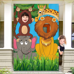 Jungle Safari Photo Prop Backdrop 59x39in Wild Animals Birthday Party Decor