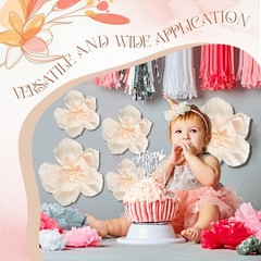 24 Pcs Tissue Flowers, Crepe Flowers Decorations 8″ 10″ 12″ for Wedding Party…
