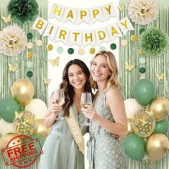 RBYOO Sage Green 60th Birthday Decor