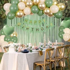 Sage Green Birthday Decorations with Gold Nude Sage Green Balloons Happy