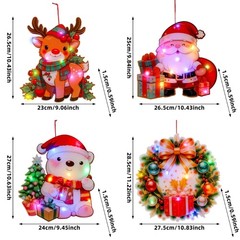 4Pack Plastic Christmas LED Hanging Ornaments With Shatterproof Design For