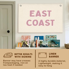 Coastal Nursery Room Decor,Vintage Pink East Coast wall art Banner, Coastal C…