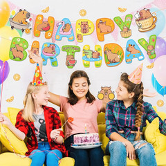 Capybara Happy Birthday Banner, Party Sign Decorations, Girl Boy Theme Supplies,