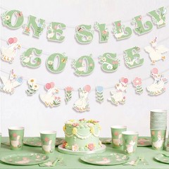 One Silly Goose Banner 1st First Birthday Decorations Silly Goose Birthday Ga…