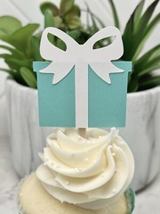 Tiffany and Co Party Decorations – 12 GIft Box Cupcake Toppers – Free Ship