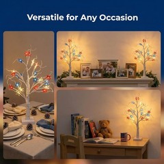 Battery Operated Patriotic Tabletop Tree with LED Lights
