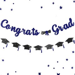 2026 Graduation Banners Party Decorations, Glitter Congrats Grad with Grad Ca…
