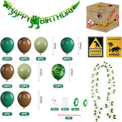 6 Pcs Dinosaur Party Decorations Kit with 12X12X12 Inch Theme Boxes, Banner, Bal
