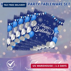 Blue 18th Birthday Decorations for Boys Girls Navy Blue Silver Happy 18th Birthd