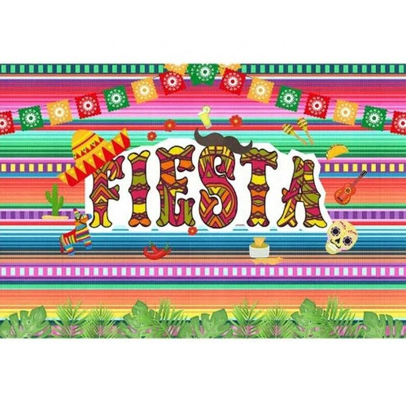 Fiesta 5 FT x 7 FT Vinyl Backdrop Multicolor Photo Booth Background Hanging